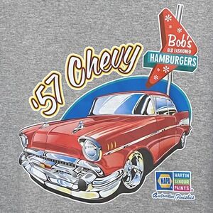 Napa Auto Parts T-Shirt‎ XL Gray Martin Senour Paints '57 Chevy Bob's Hamburgers